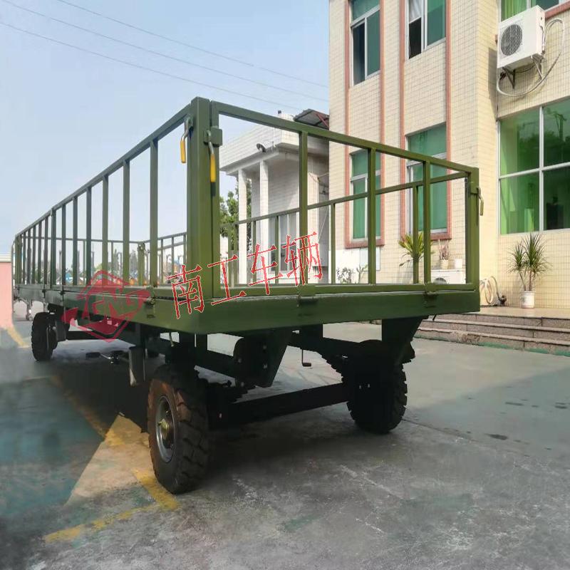 5吨护栏开云中国 全挂底盘拖车 军绿色
